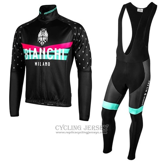 2019 Cycling Jersey Bianchi Milano Pb Black Red Long Sleeve And Bib Tight